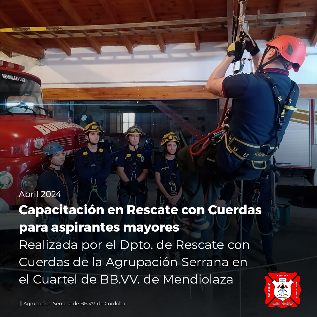 Capacitación en rescate con cuerdas para aspirantes mayores